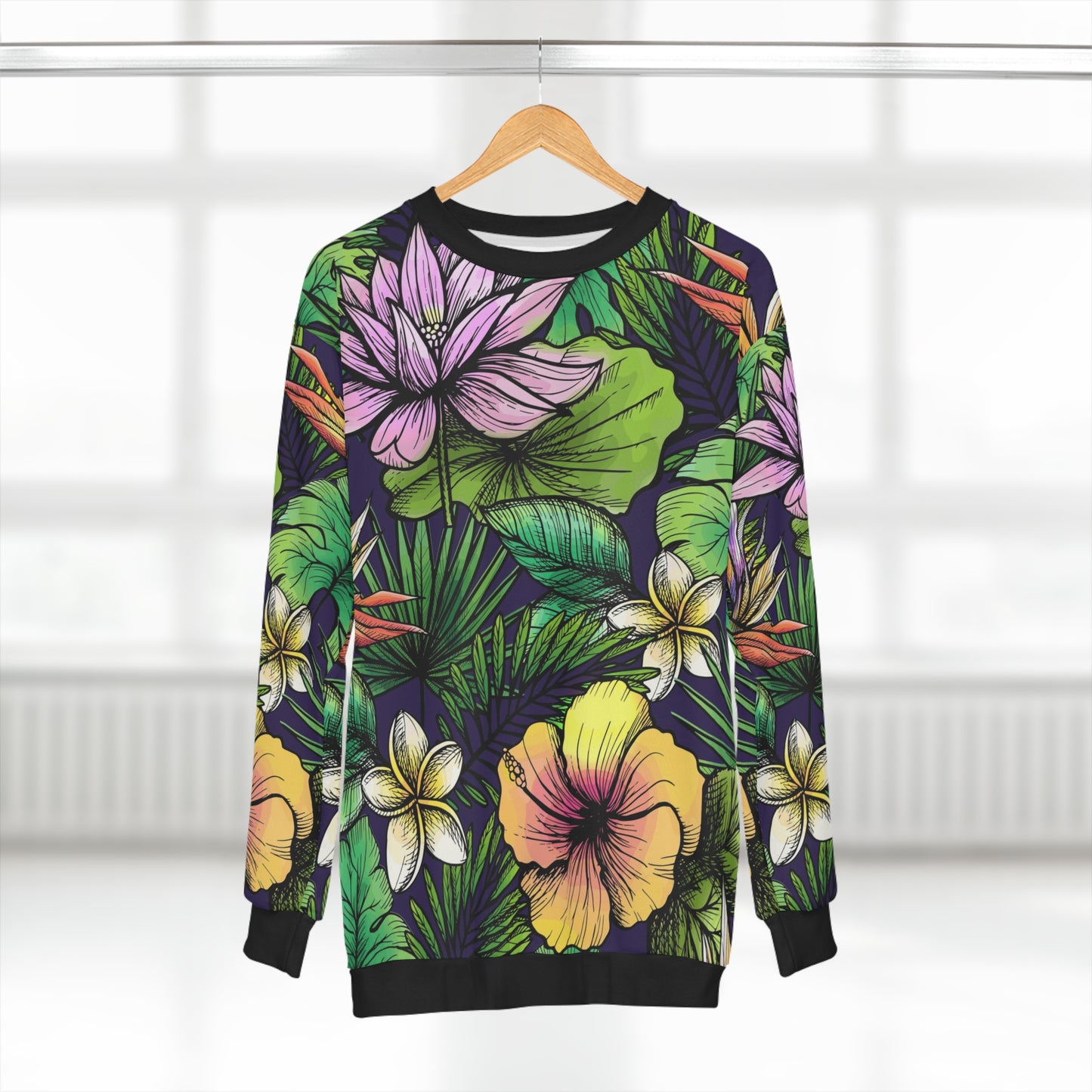 Jungle Print Sweater with Fleece Inline