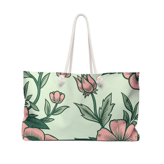 Green Floral Weekender Bag