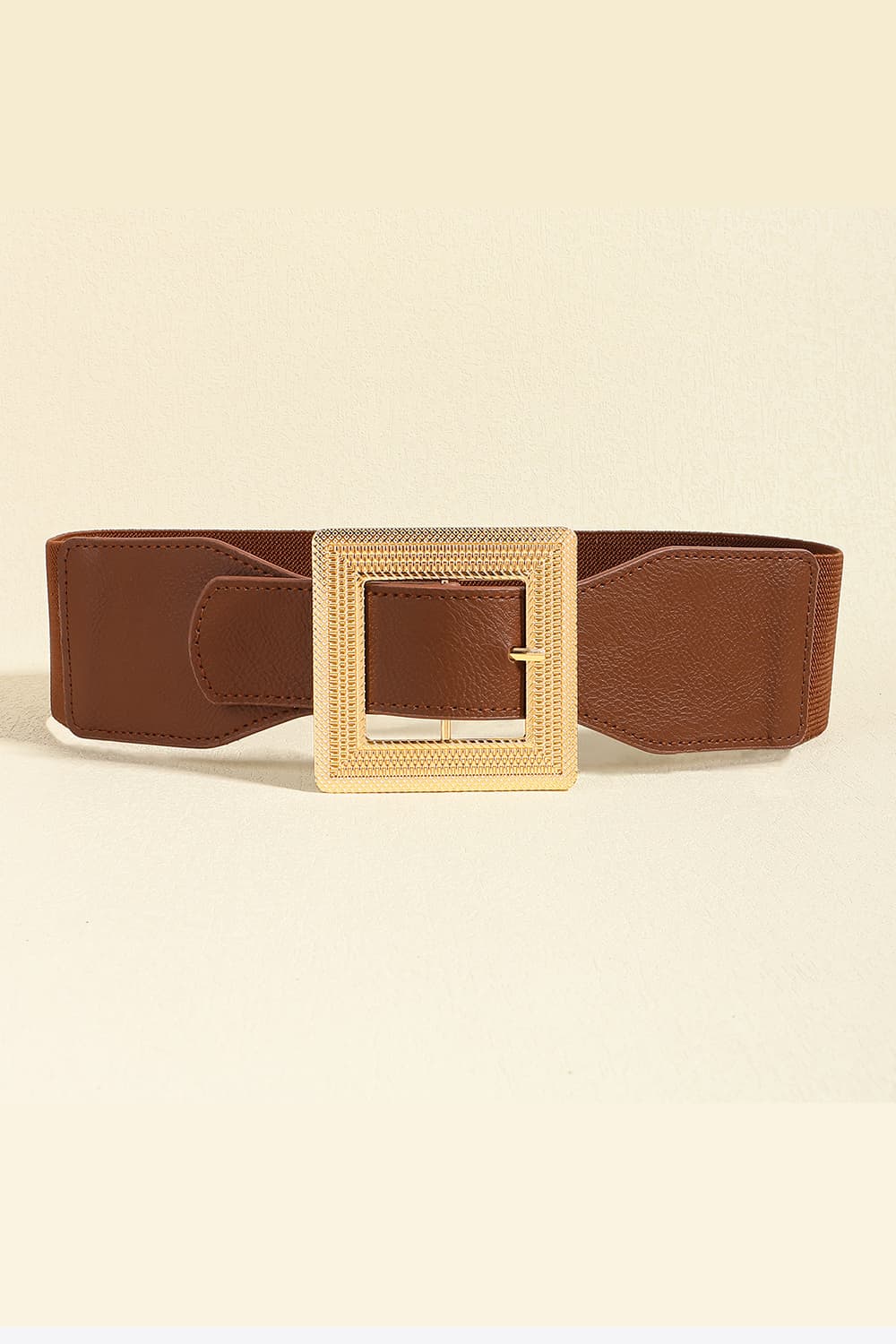 Wide PU Belt with Bold Alloy Buckle