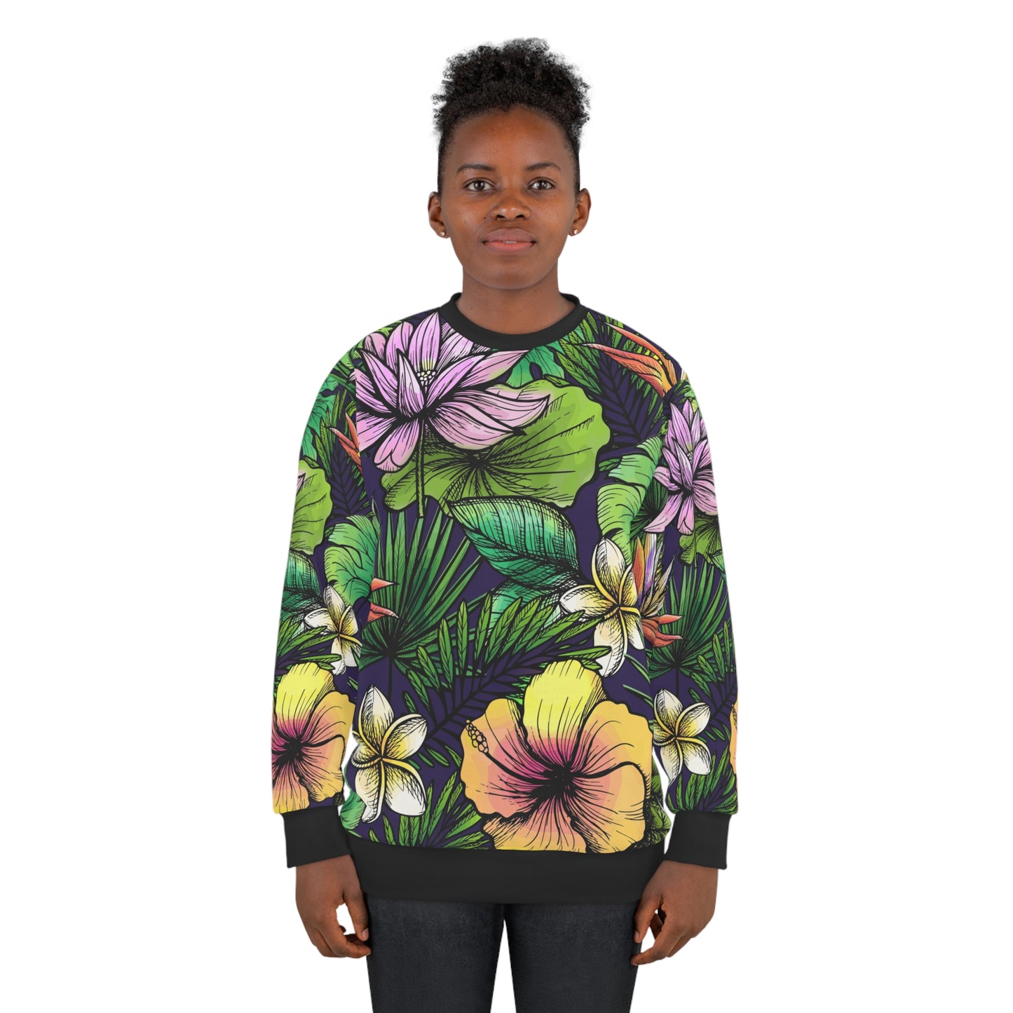 Jungle Print Sweater with Fleece Inline