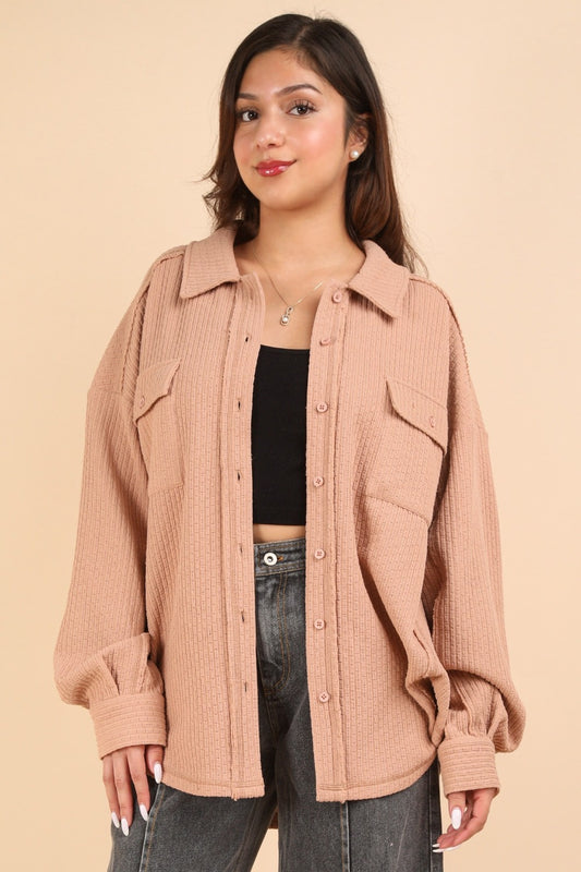 Textured Layers Button-Down Shacket