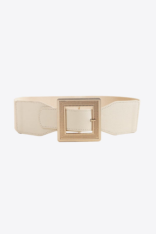 Wide PU Belt with Bold Alloy Buckle