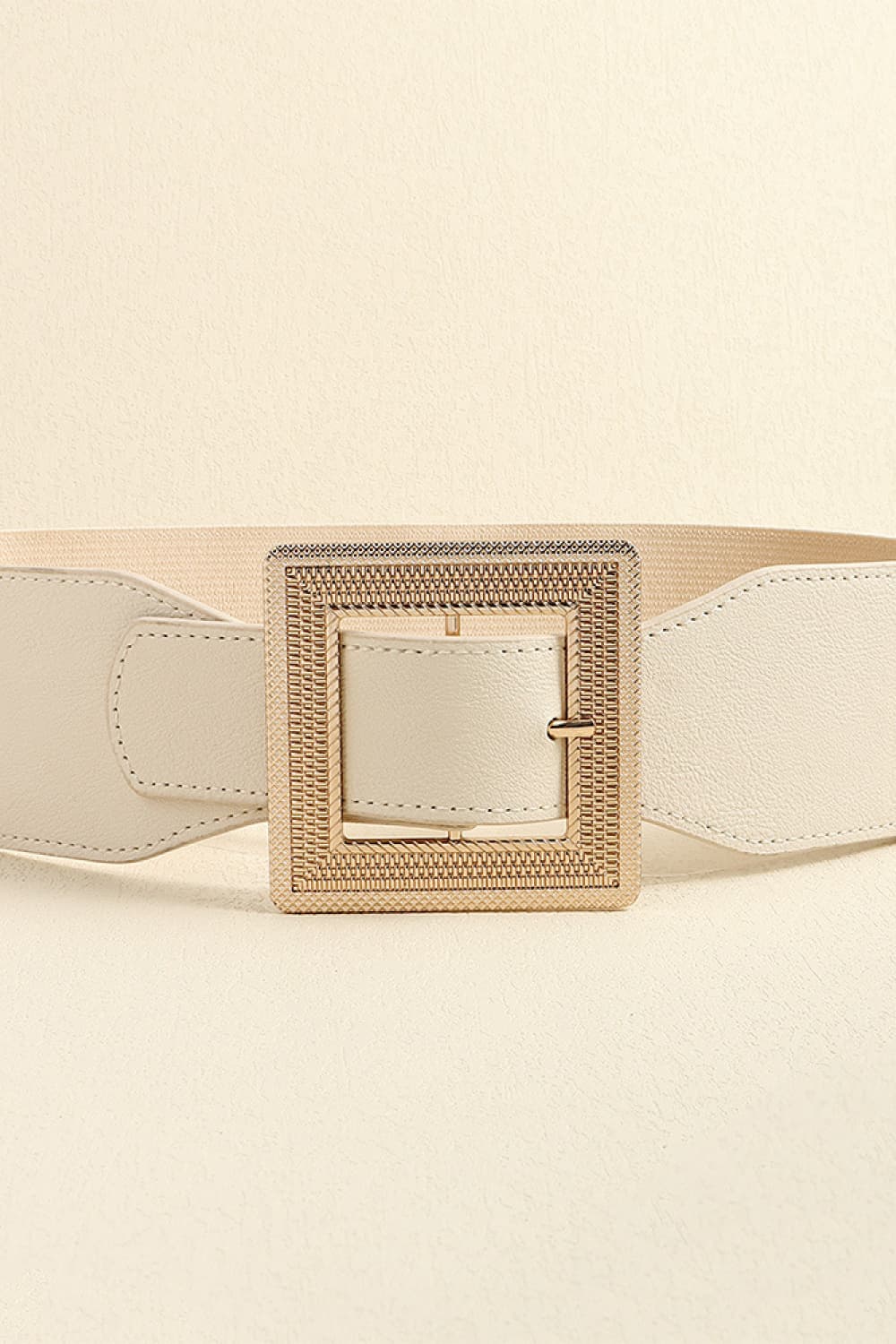 Wide PU Belt with Bold Alloy Buckle