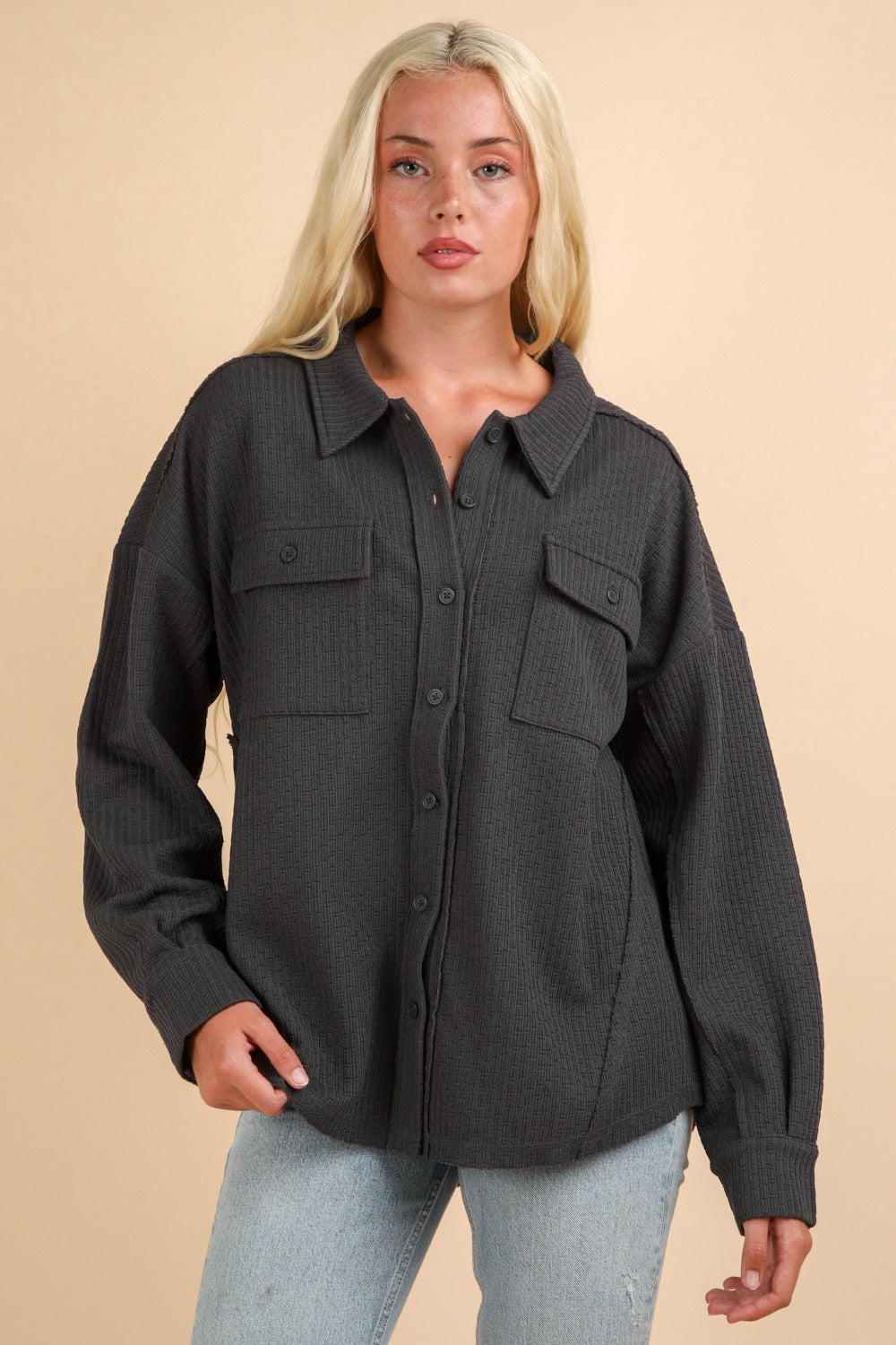 Knitted Comfort Button Shacket