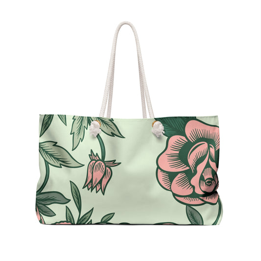 Green Floral Weekender Bag
