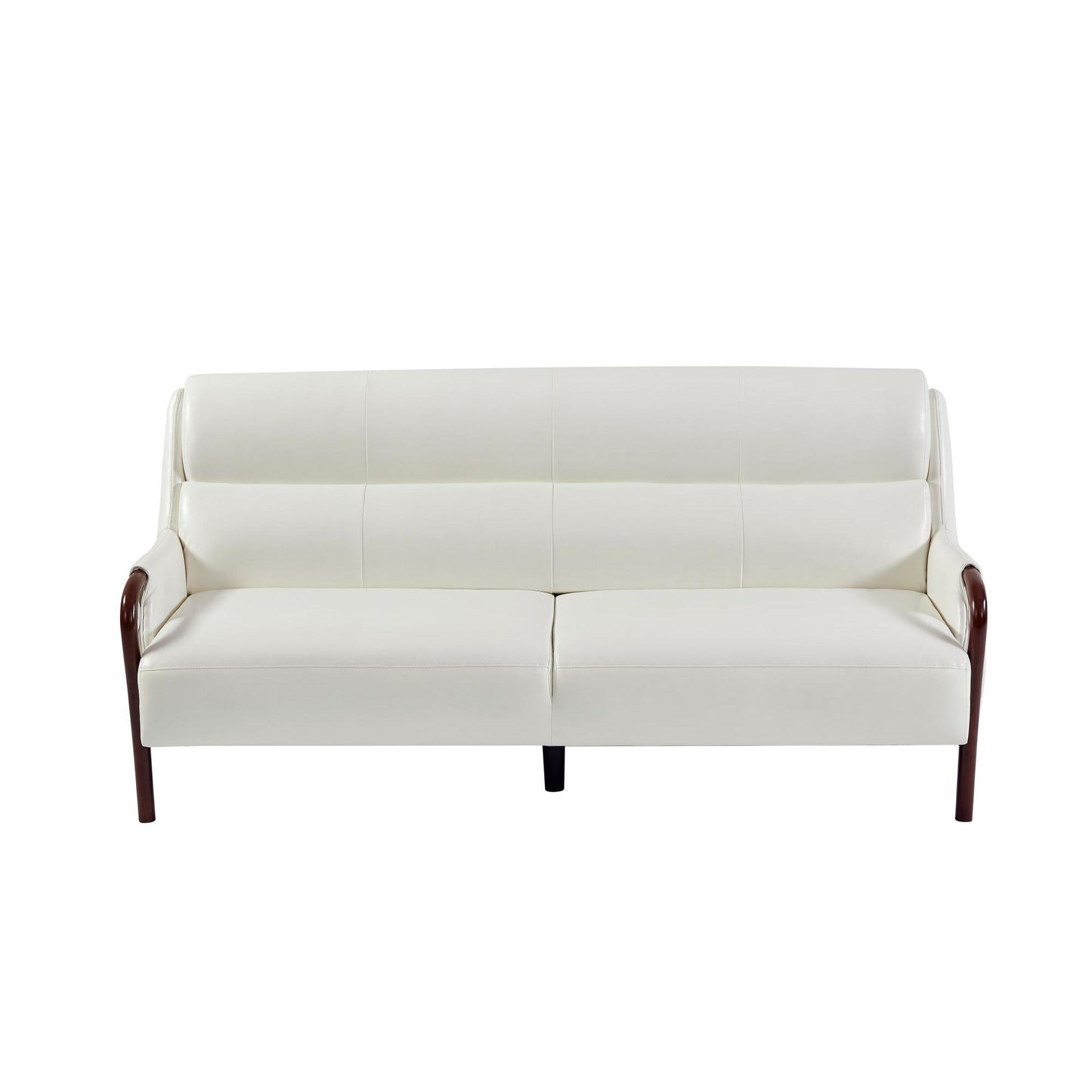 Mid-Century Muse Leather Lounge Sofa - Snow