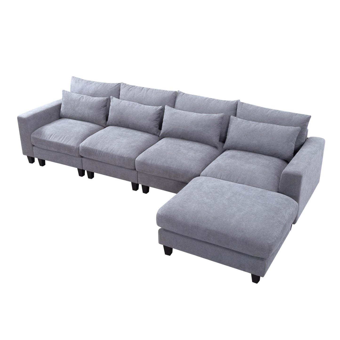 Contemporary Comfort L-Shaped Sectional Sofa with Ottoman
