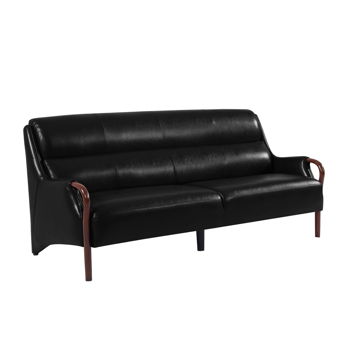 Mid-Century Muse Leather Lounge Sofa - Obsidian
