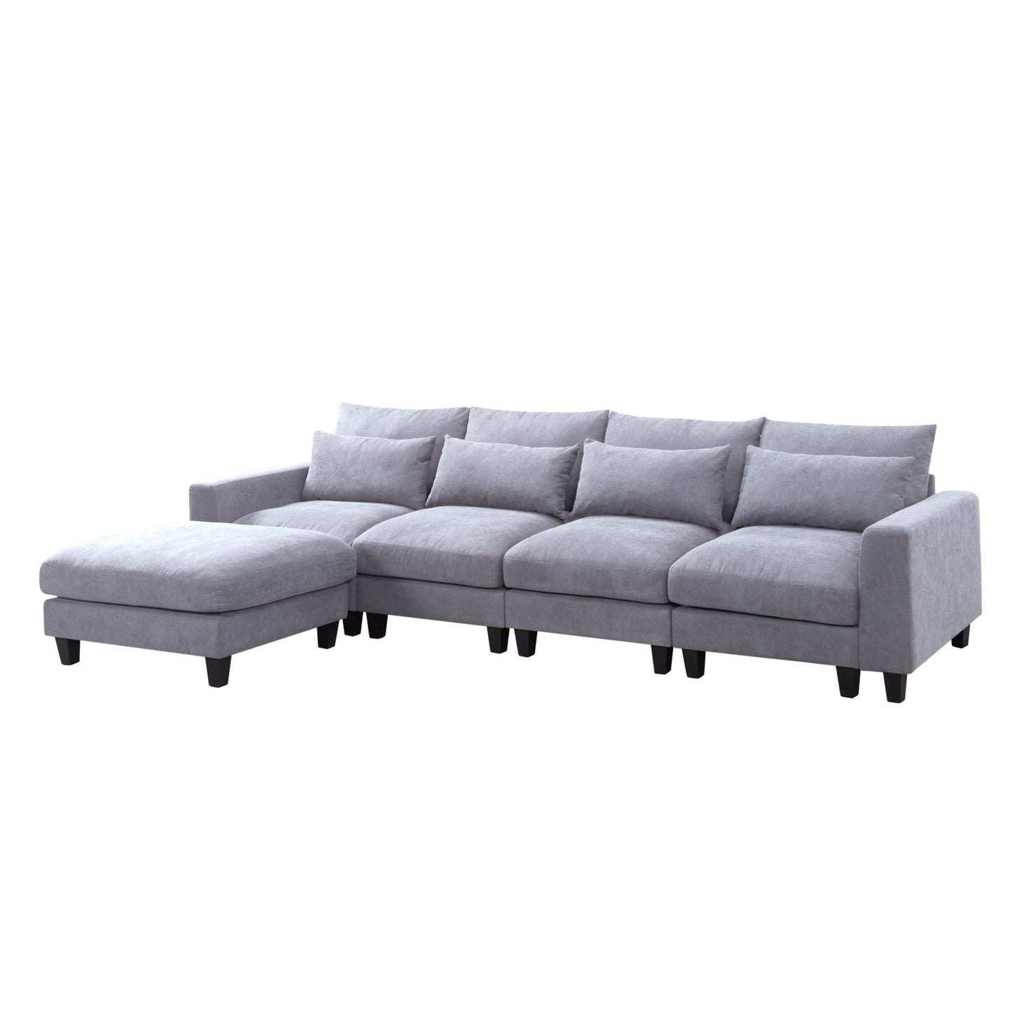 Contemporary Comfort L-Shaped Sectional Sofa with Ottoman