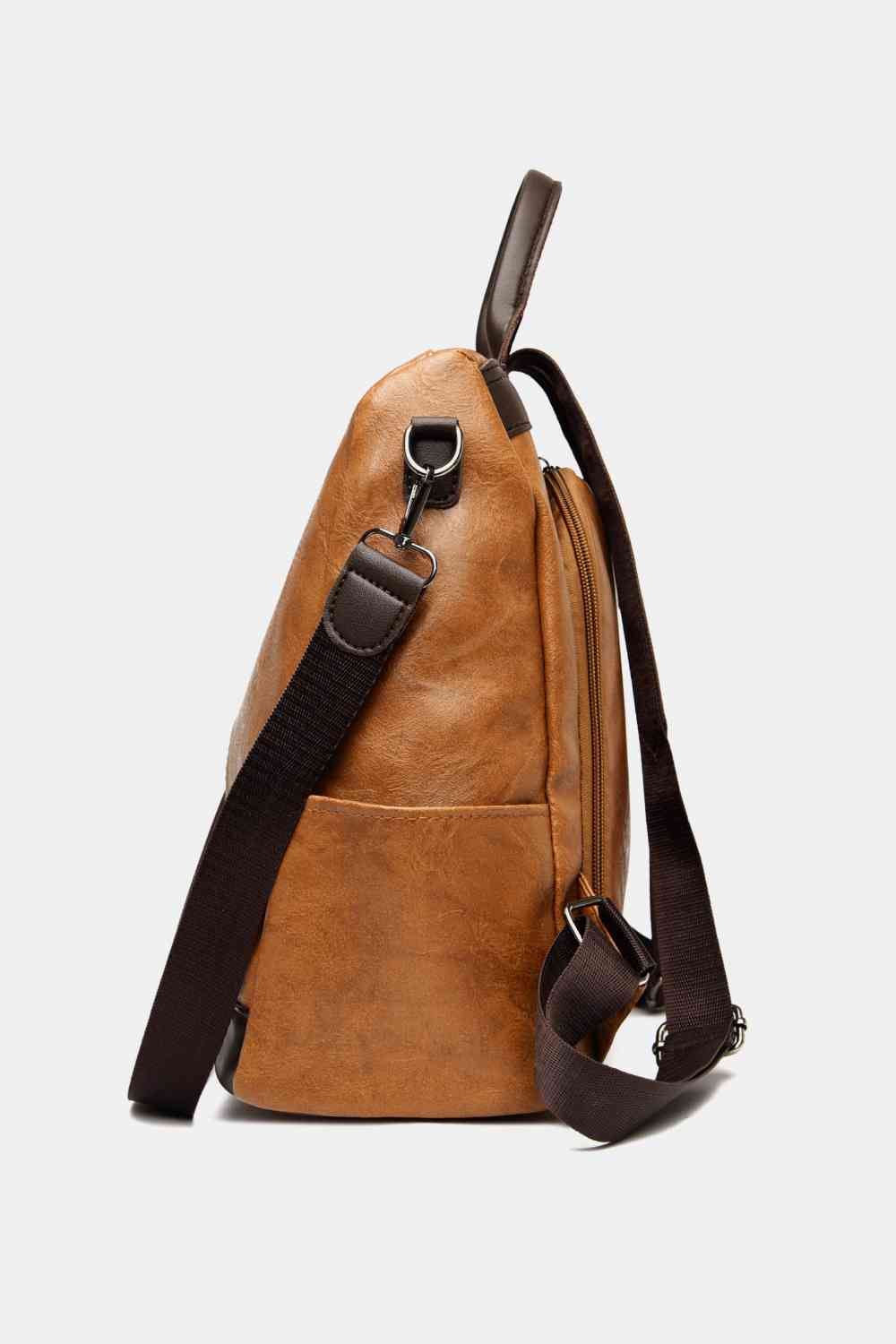 Contrast Color PU Leather Backpack