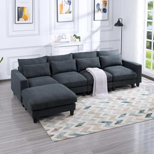 Vogue Vantage Lounge L-Shaped Sectional Sofa with Ottoman
