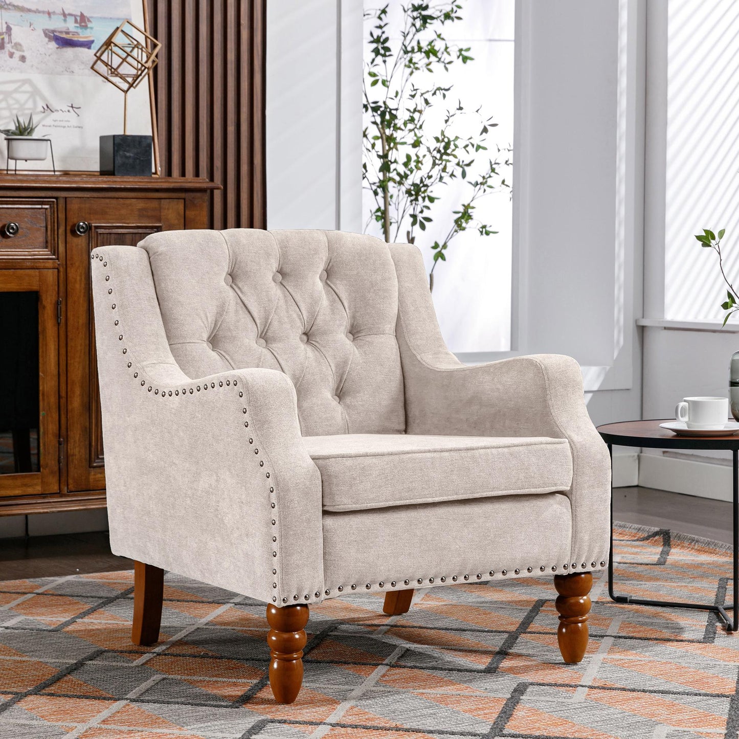 Regal Retreat Tufted Upholstered Armchair