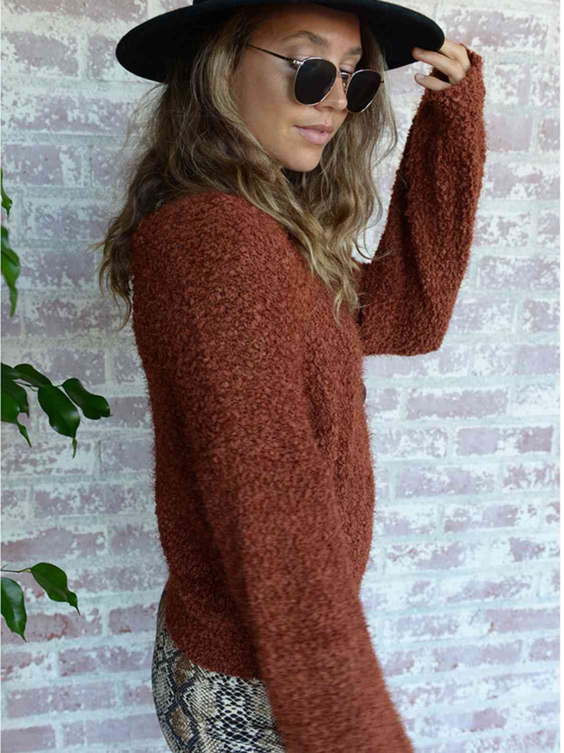 Cropped Button-Up Fuzzy Cardigan