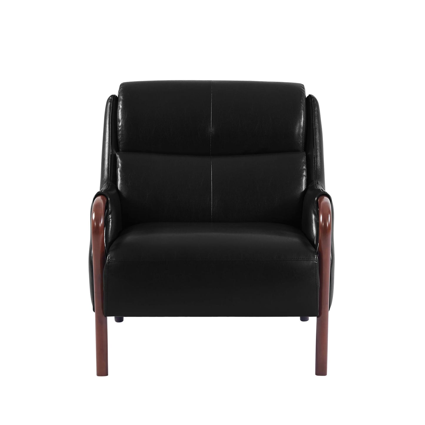 Mid-Century Muse Leather Lounge Chair - Obsidian Wood