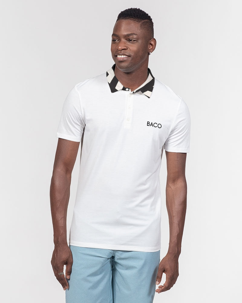 Black &amp; White Maze Slim Fit Short Sleeve Polo